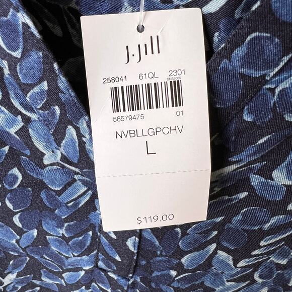 Pure Jill Dress Womens Size Large Blue Winter Sky Midi Foliage Modest Comfort - Picture 7 of 16